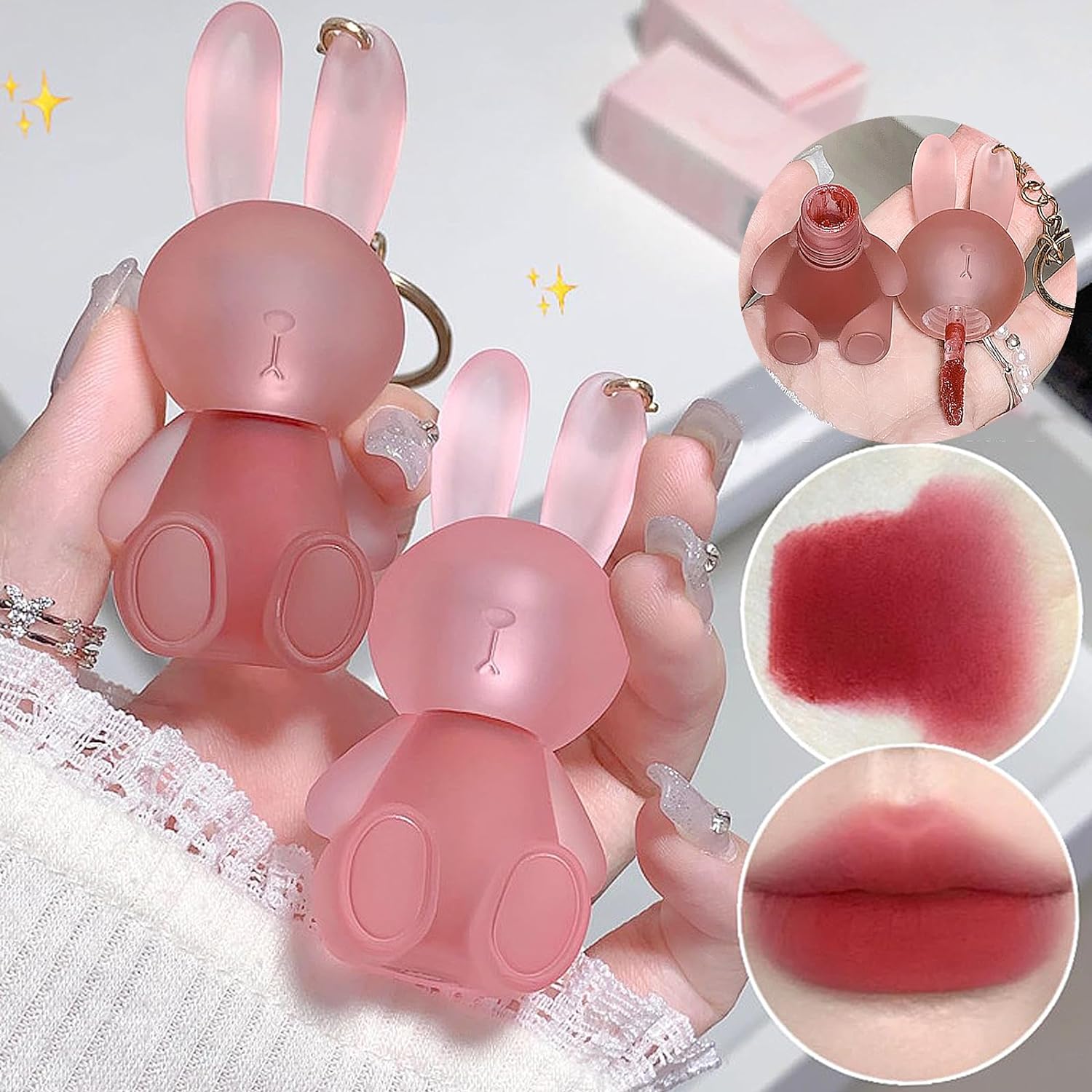 Gege Bear | Rabbit Lip Glaze 2 in 1 Key Chain