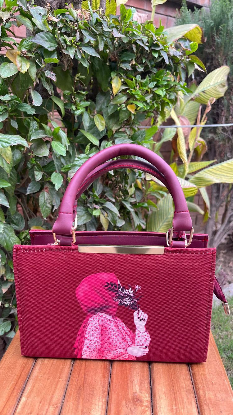 Hijab girl Red handbag