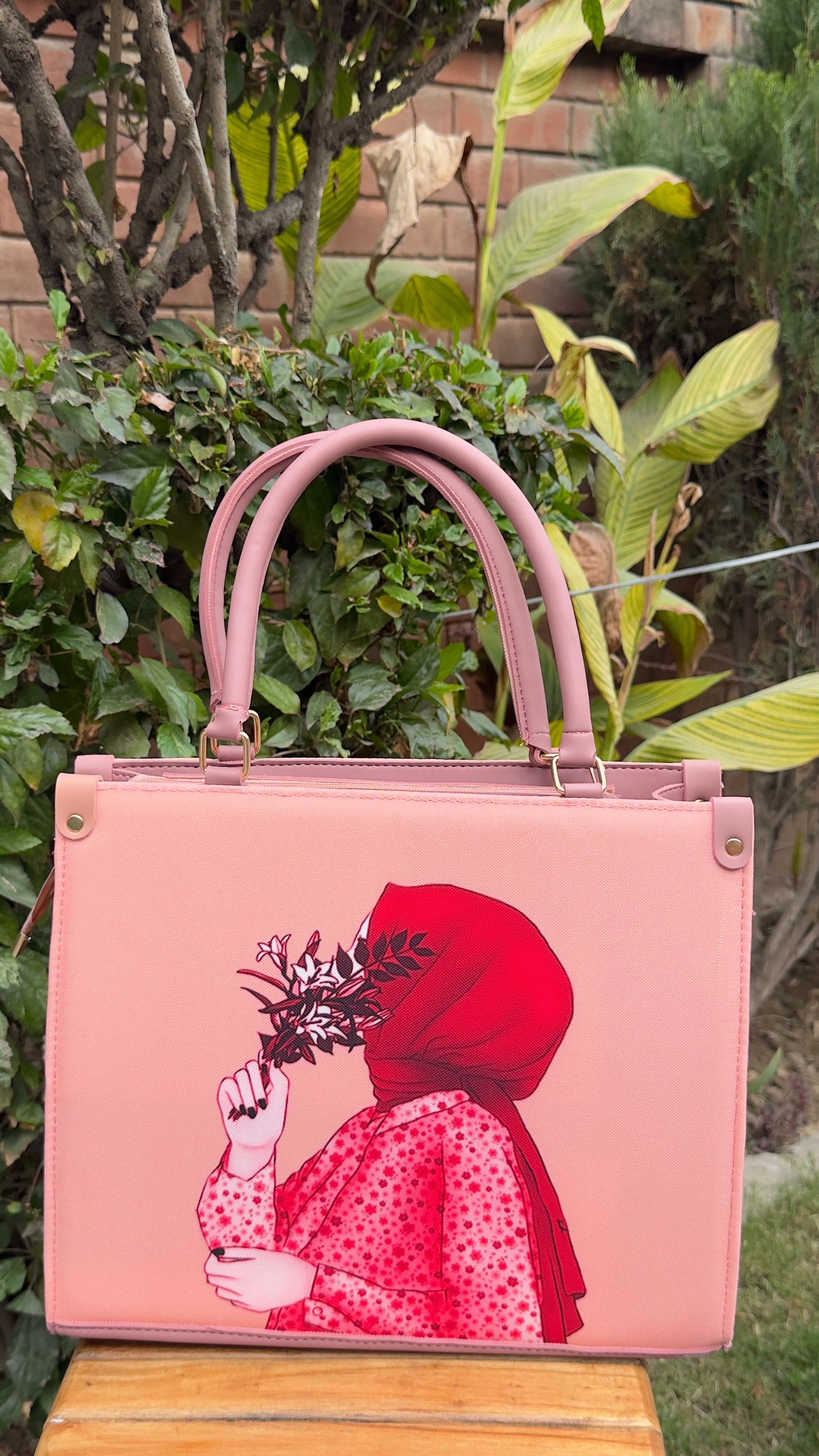 Hijab girl Pink Canvas Tote Bag