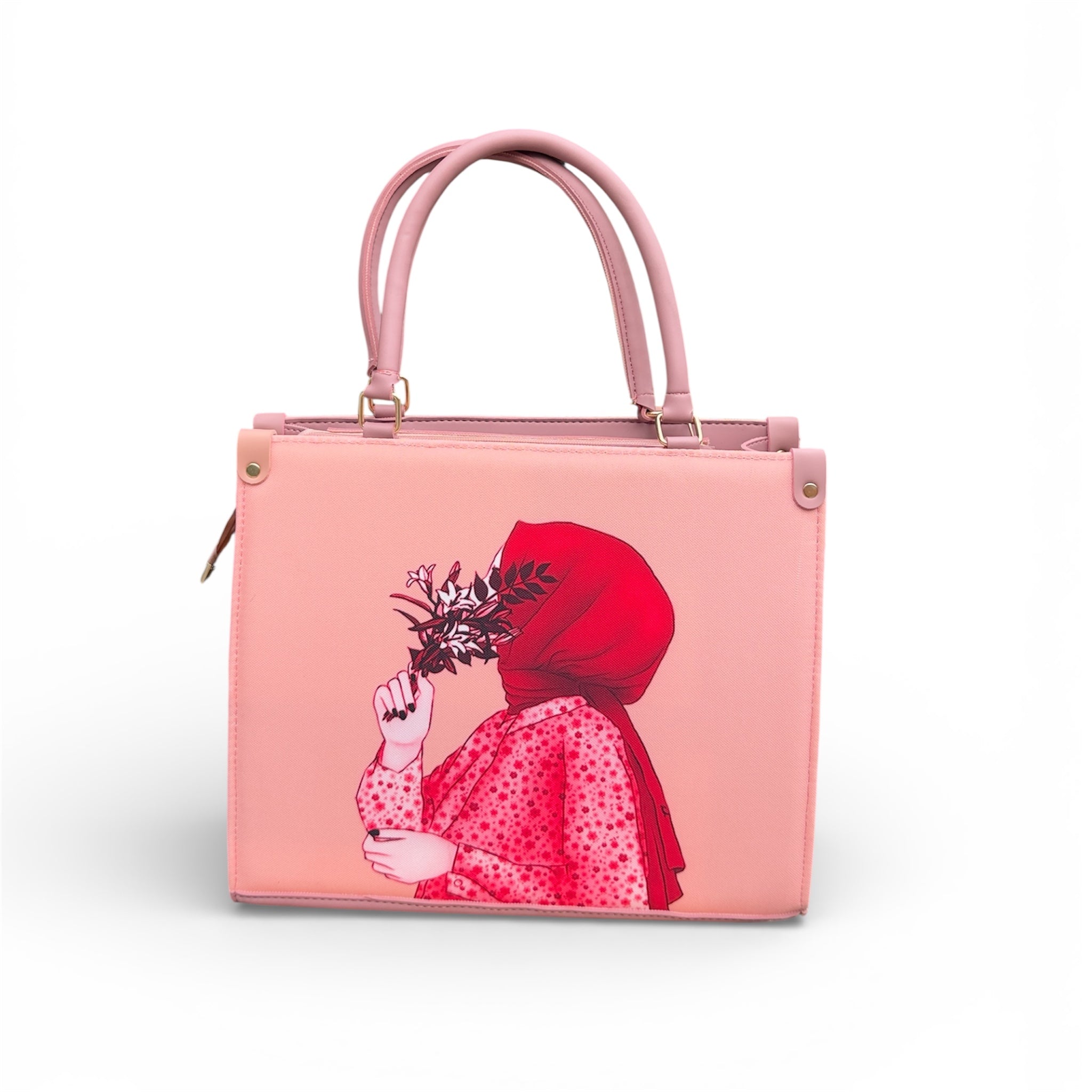 Hijab girl Pink Canvas Tote Bag