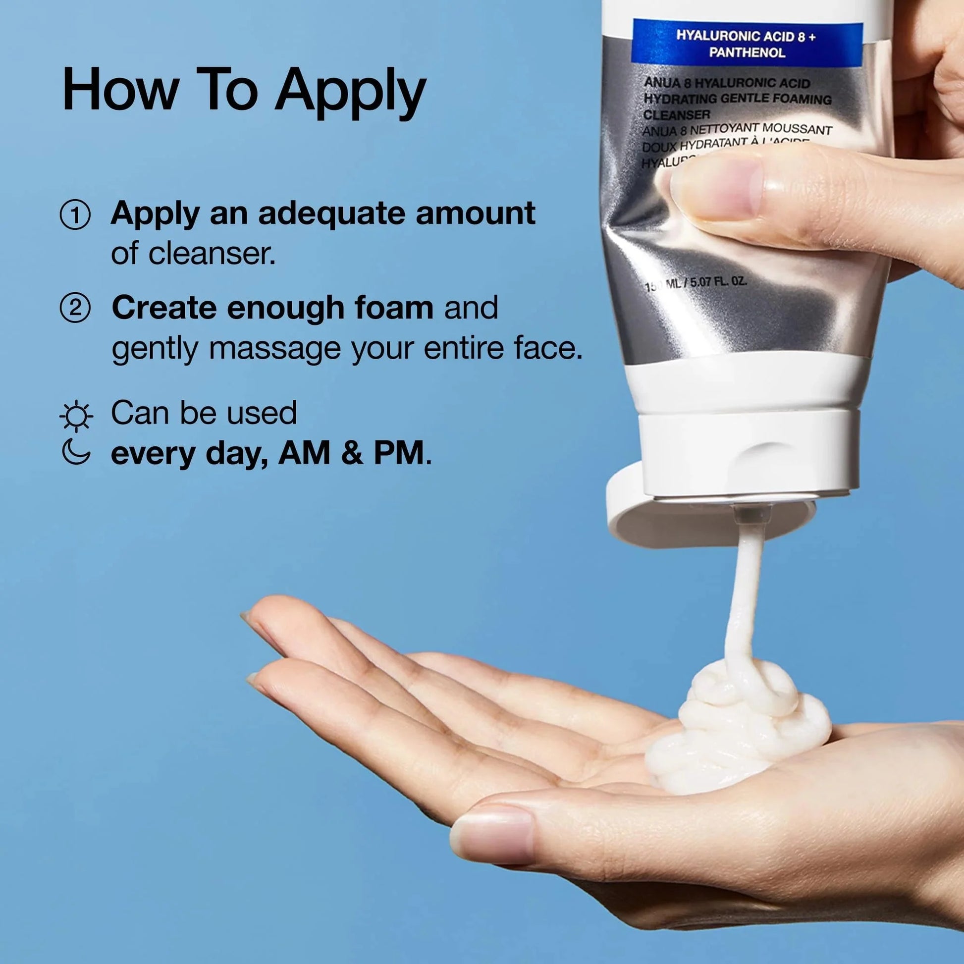 Anua 8 Hyaluronic Acid Hydrating Gentle Foaming Cleanser BEAUTYiNPK