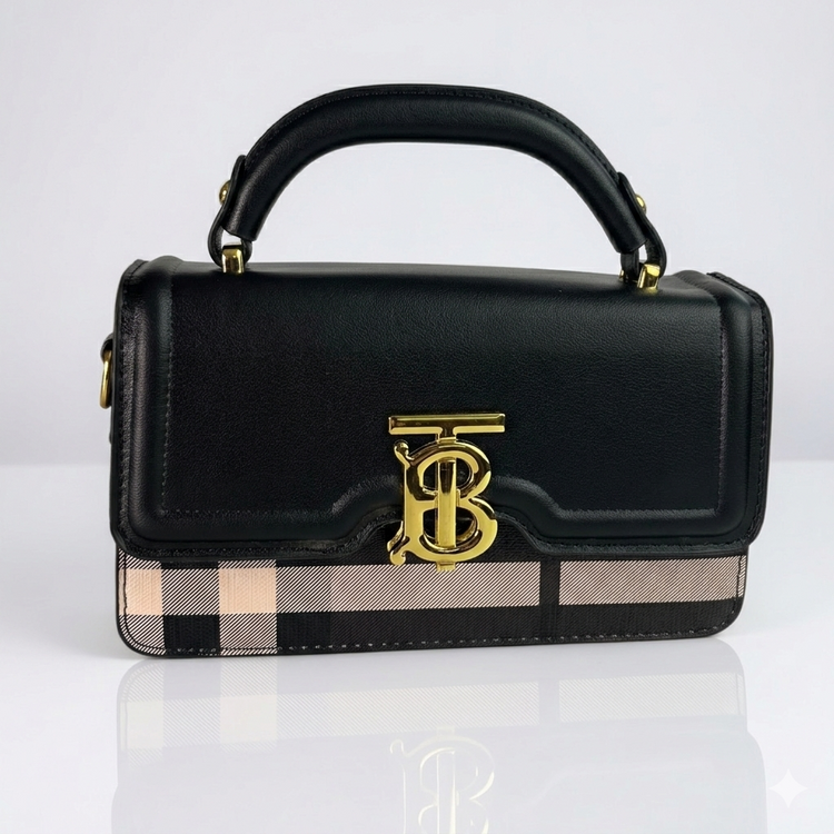 Elegant "TB" Inspired Shoulder Bag - Midnight Black