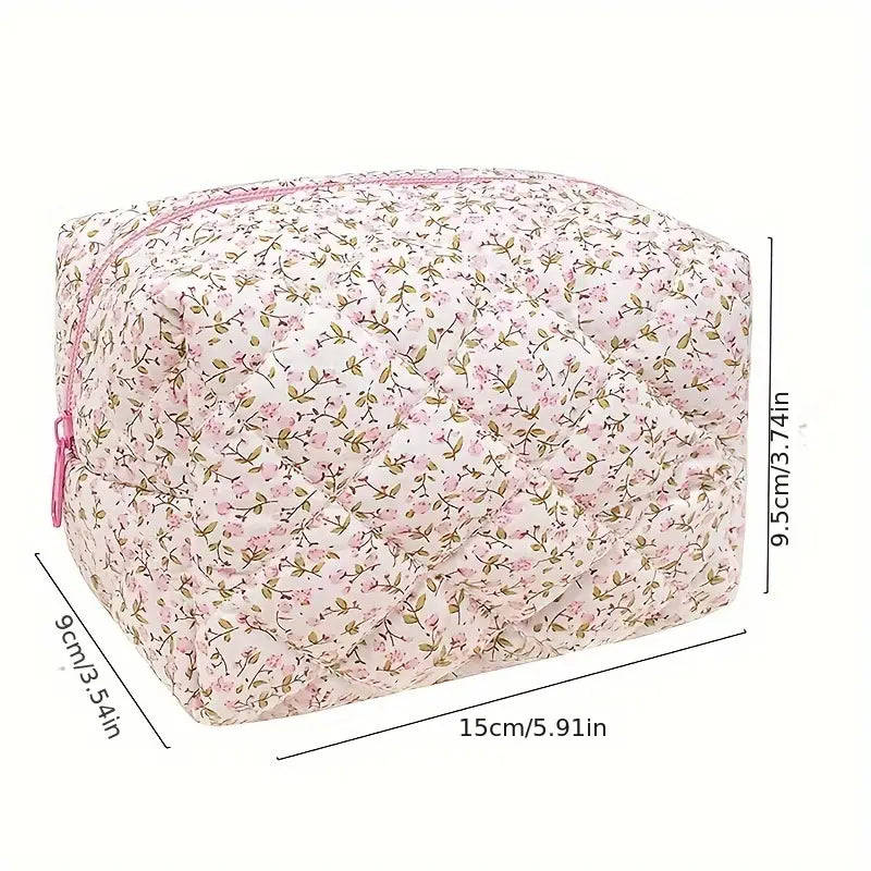 Floral Quilted Makeup Pouch / Bag